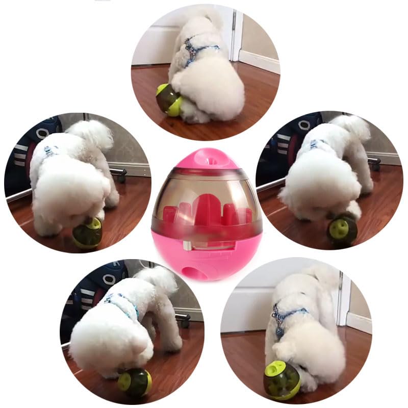 Interactive Dog Treat Toy Adjustable Treat Dispensing Ball Food Dispenser Tough Slow Feeder Puppy Enrichment Training Toy Pet Interactive Chase Toys for Small Medium Dogs Gift for Pets (Red) - color: Red