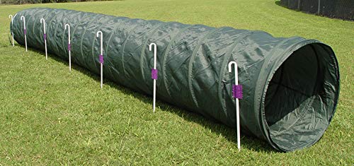 18' Dog Agility Tunnel with Stakes, Multiple Colors Available (Hunter) - color: Hunter