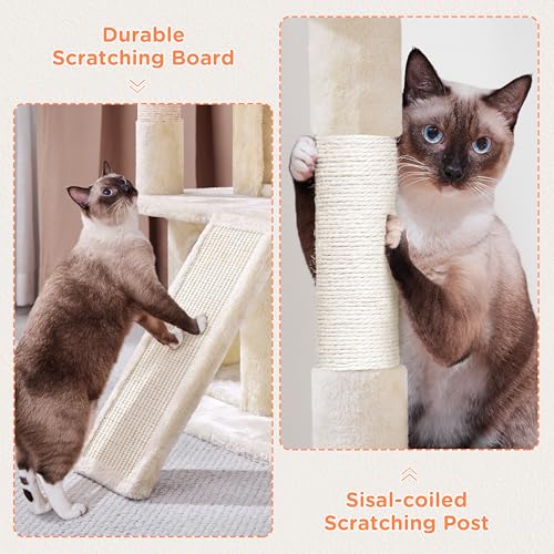 Yaheetech 36in Cat Tree Tower with Large Perch for Senior Kittens - color: Beige, size: 36in