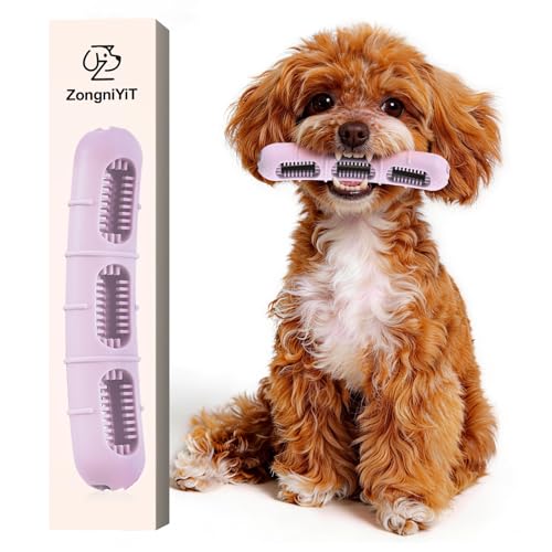 Bite & Brush Puppy Teething Chew Toy with Bristles for Small/Medium Dogs - color: Pink