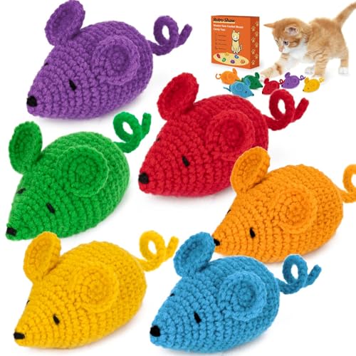 Retro Shaw Catnip Cat Toys Crochet Mouse, Pack of 6 - style: Mouse-6