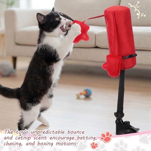 1 Pcs Cat Punch Bag Toy Suction Cup Base Catnip,Red - color: red black