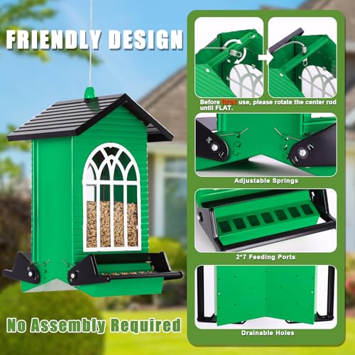 Gbekery Squirrel Proof Bird Feeders, 5LB Capacity, Weight-Activated, Green - color: Green