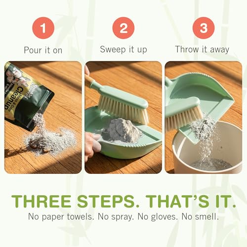 Sprinkle & Sweep: Pet Mess & Odor Cleanup Duo - 15oz Bag & Dustpan Broom - Dog Accident Clumping Powder, Remove Urine-Poop-Vomit from Hard Services - style: 1 Bag + Sweeper Kit