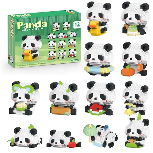 Animals Building Block Sets,Micro Mini Animals Party Favors for Kids, Birthday Gift for Boy Girl,12 Pack Pandas - style: 12 Pack Pandas
