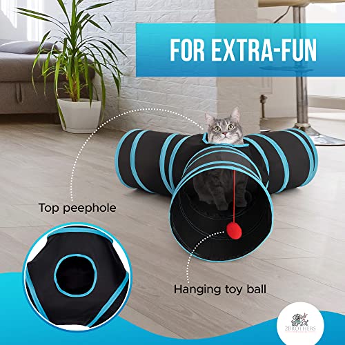 3-Way Cat Tunnels for Indoor Cats - Rabbit Hideouts - Durable and Collapsible Cat Tubes for Active Play (Pink) - color: Pink