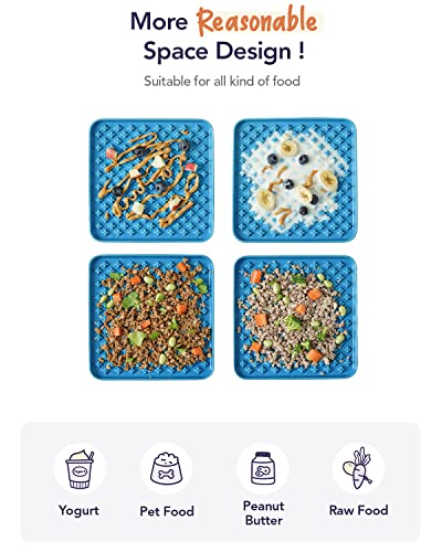 LE TAUCI PET Slow Feeder Dog Bowl, 7.5 Inch Lick Mat for Medium and Large Breed, Anxiety Relief Licking Mat, Puzzle Feeder for Peanut Butter, Treats, Pet Enrichment Toys, Cross Blue