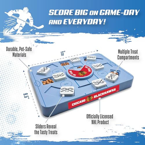 Pets First NHL Chicago Blackhawks Large Puzzle Toy, New Size, Interactive Dog Treat & Slow Feeding Toy - color: CHICAGO BLACKHAWKS