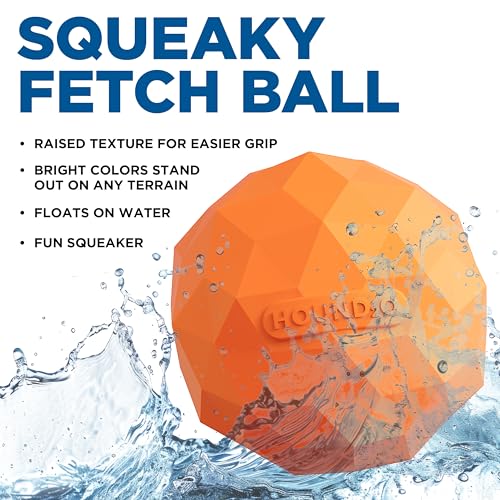 Squeaky Fetch Ball - Floating Outdoor Dog Toy - Orange - color: Orange