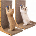 2 Pack Cat Scratcher, 23.6 Inch L Shape Vertical Cat Scratching Board with Ball Toy for Indoor Cats, Large Cat Scratching Post for Wall and Couch - color: 2 Pack