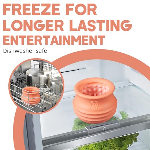 Dog Enrichment Treat Toy, Long-Lasting Wobbly Interactive Freeze Lick Toys for Dogs, Stuffable Puzzle Feeder Toy for Boredom, Silicone Treat Dispensing Chew Toy (Pastel Orange,S) - color: Pastel Orange, size: S