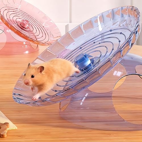 Hamster Wheel, 7 Inch Silent Exercise Running Wheel with Escape Holes, Quiet Spinner Toy for Guinea Pigs, Sugar Gliders, Gerbils (Blue)