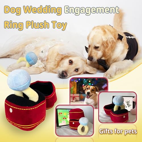 Dog Wedding Toy Engagement Plush Ring Box for Dog Birthday Funny Gifts