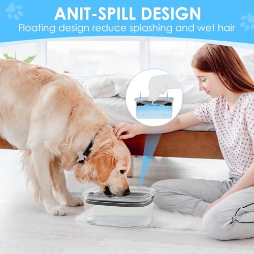 AONKEY 3L No Spill Dog Water Bowl with Slow Drinking Disk(Gray) - color: Gray