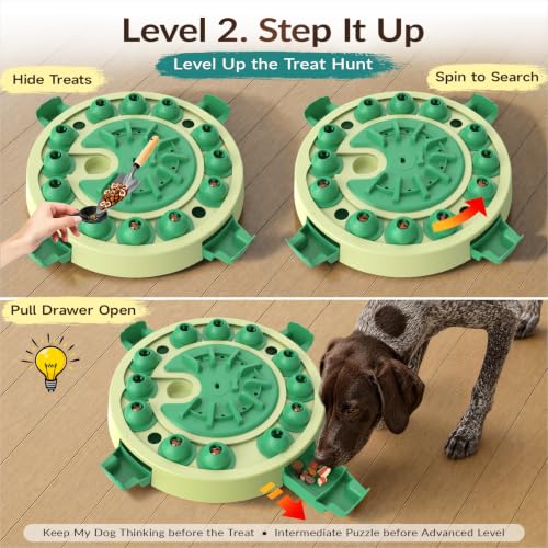 KADTC Large 3-Level Dog Puzzle Toy, Mental Stimulation Games for Smart Dogs - color: Green