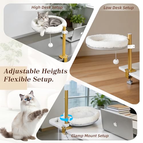 Cat Desk Bed Clamp-On Hammock, 360 Rotating Perch for Desk, Chair & More