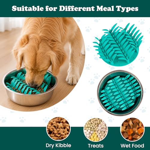 PEGGY11 Grass-Shaped Silicone Slow Feeder Insert for Dog Bowl - size: 6.38'' x 6.38''