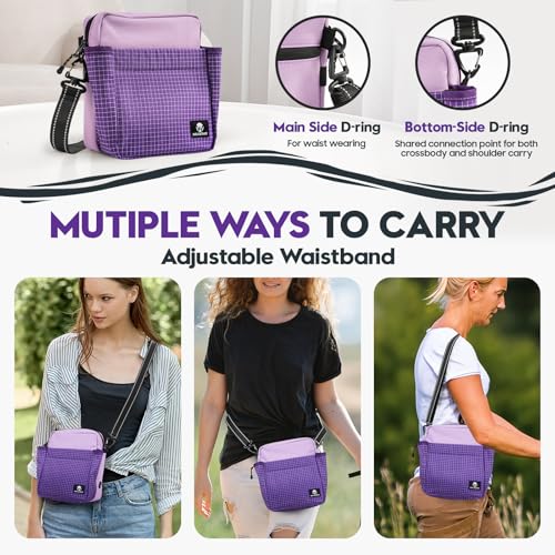 Dog Treat Pouch for Training, Magnetic Dog Walking Bag and Fanny Pack - color: Purple