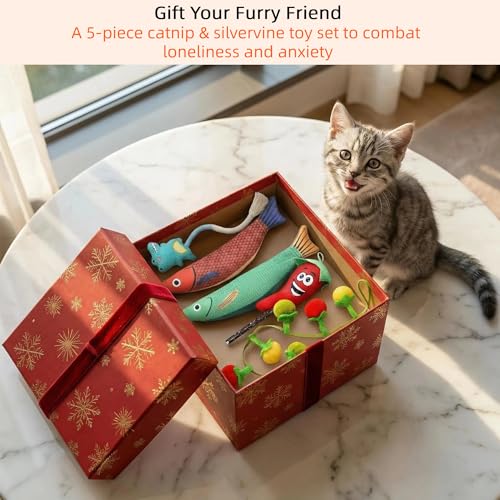 Catnip Toys for Cats, 5 Pack Interactive Cat Toy Set - color: 5Pack-Fish