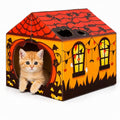 Tailtastic Halloween Cat Scratcher House with Pads & Catnip for Indoor Cats - color: ORANGE