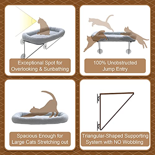 Zakkart Cat Window Perch, 100% Metal Supported from Below (Gray) - color: Gray