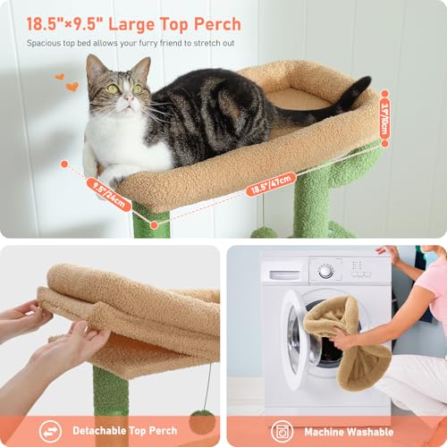 Cat Tree for Indoor Cats, 56.3" Multi-Level Cat Tower with 2 Condos - color: Green, size: 56 Inches