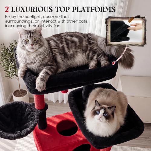 Globlazer Large Cat Tree 72in Tall Cat Climbing Tower, F72G, Gothic - color: Black Red