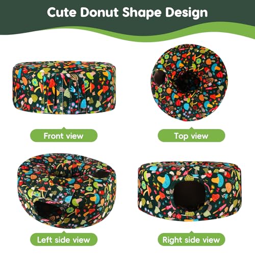 Guinea Pig Hideout & Tunnels Cozy House with Door Curtain Soft Bed for Small Pets/Hamsters/Sugar Gliders/Chinchillas - Blackish Green Mushroom - color: Blackish green mushroom