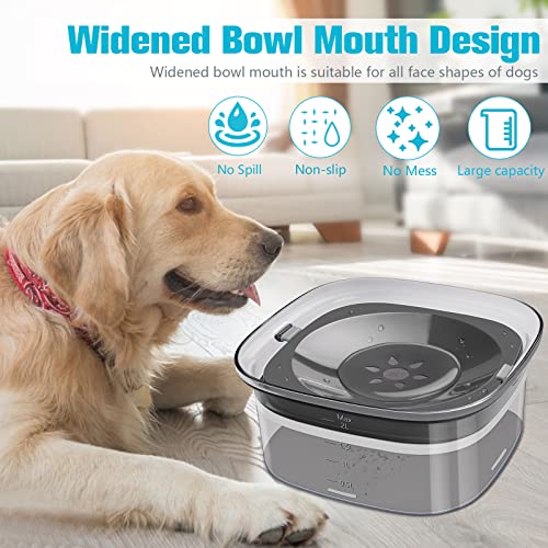 UPSKY 70oz Dog Water Bowl, No Spill Slow Drinking Feeder for Messy Drinker - color: C-Black, size: 2 L