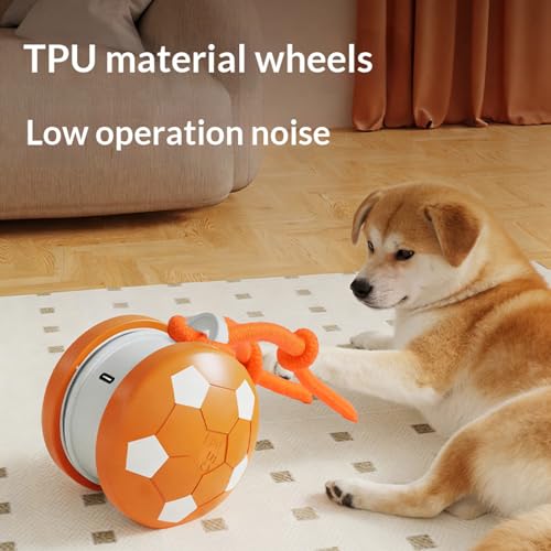 Interactive Dog Toys Dog Ball,Automatic Rolling and Bouncing Moving Dog Toy - color: 1 Orange-football