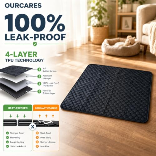 Washable Pee Pads for Dogs, Leak-Proof Reusable, Giant XXL 59x35 - color: Black, size: 59"X35"