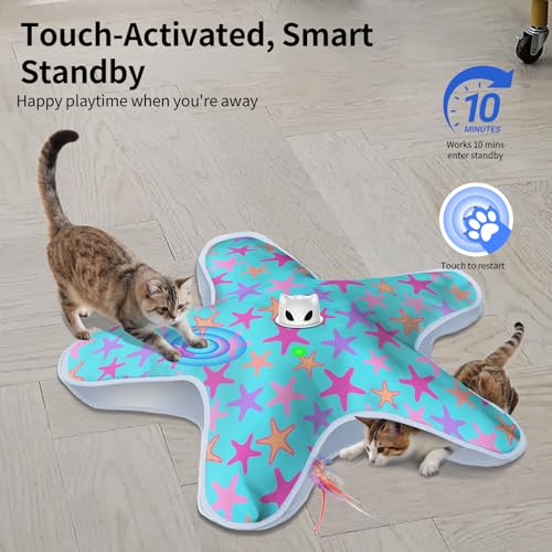 Interactive Cat Toys for Indoor Cats with Moving Concealed Feathers - color: Blue Purple