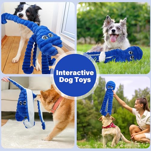 PrimePets Squeaky Dog Toys for Large Dogs, 27" Extra Large Octopus Dog Toy - color: Blue