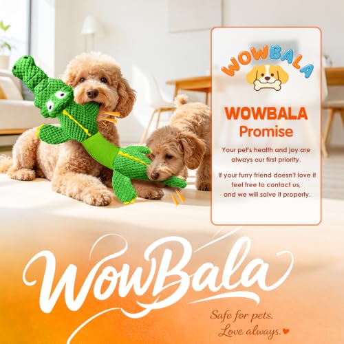 WOWBALA Dog Squeaky Toys Stretchable Crocodile for Interactive Tug of War - color: Green
