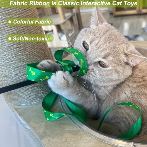 Interactive Cat Toy Wand, Cat Teaser Wand Rainbow String for Bored Indoor Adult Cats and Kittens (3 Pack String) - size: 3 Pack String