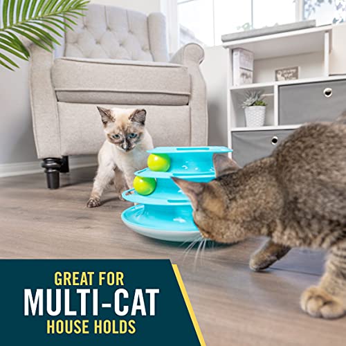 Our Pets Wobble Triple Chase Ball Track Interactive Cat Toy for Indoor Cats with Catnip (Cat Toys; Kitten Toys for Hunting and Chasing w/Rattling; Rolling Balls) - size: Medium, style: Triple Chase