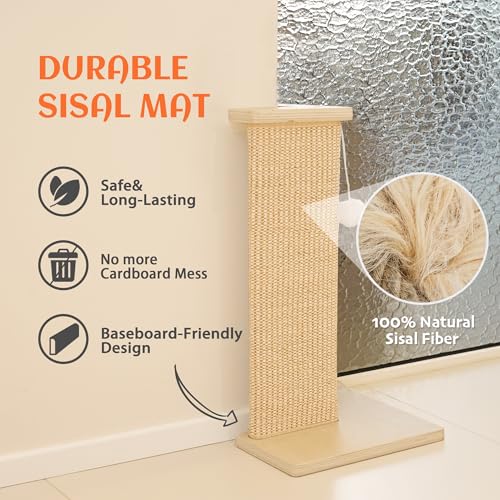 PETKARAY Couch Corner Cat Scratcher, 22'' Corner Scratching Post Cat Wall Scratcher, Sisal Scratch Pad for Sofa, Wall Furniture Protector with Toy Ball - color: Corner, size: Medium
