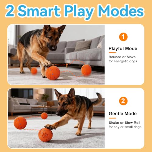 Interactive Dog Toy Ball, Smart Automatic Moving Dog Toy for Medium Large - color: Orange