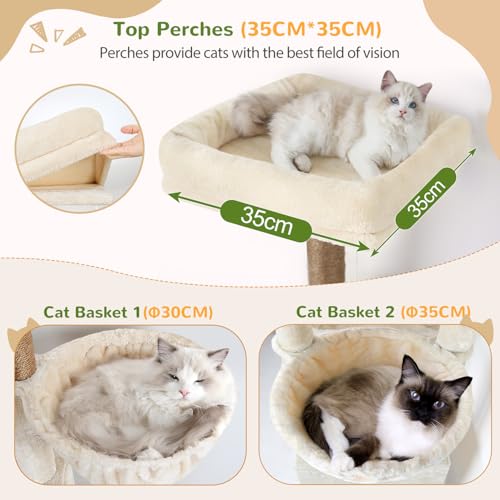 Globlazer 74in Large Sturdy Cat Tree for Large Cats, F74F, Beige - color: Beige