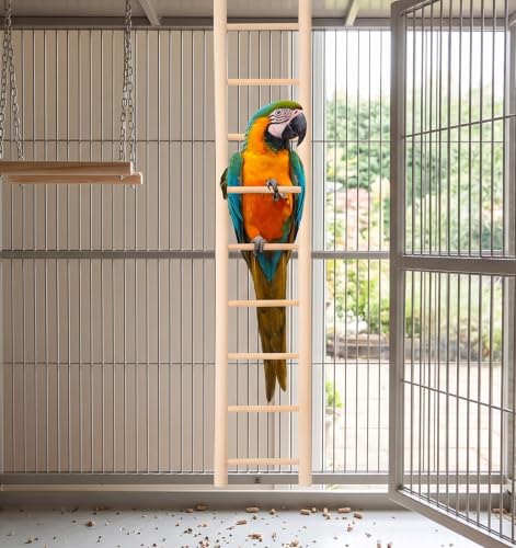 2 Pack Bird Ladder, Bird Cage Ladder Wooden 36 cm & 28 cm