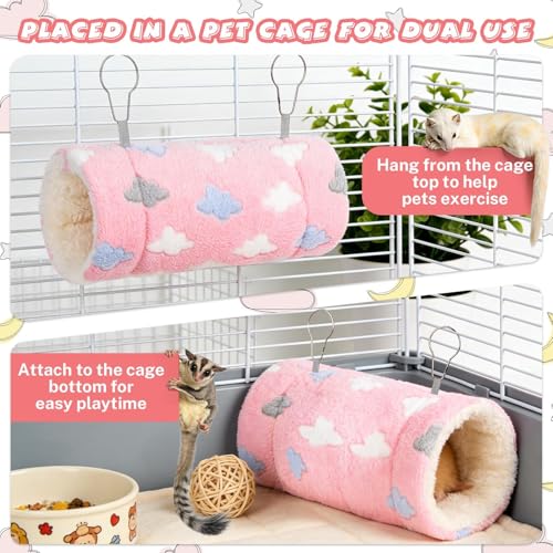 RAINFLOW Pink Hamster Tunnel - Soft Rabbit Tunnel for Playing & Resting
