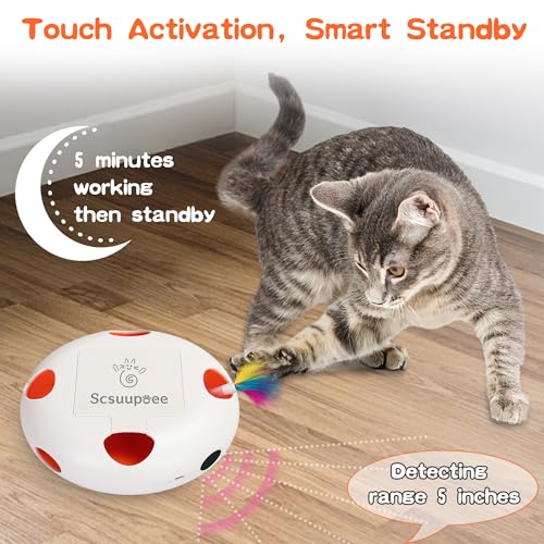 Rechargeable Interactive Cat Toy, White - color: White