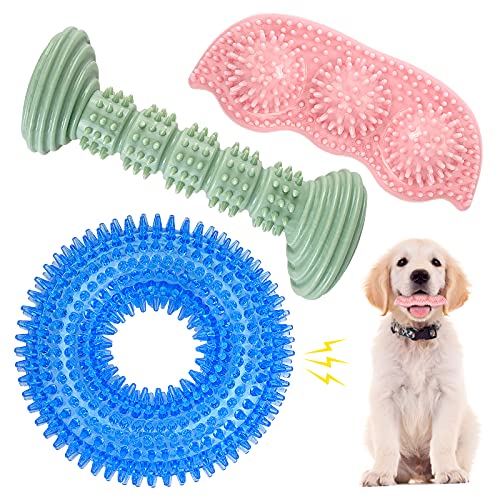 Dog Chew Toys for Puppy Teething, 3Pack 2-8 Months Puppies Teething Toys Soft & Durable Puppy Toys for Cleaning Teeth and Protects Oral Health Both Small Dogs & Medium Dog Suitable (3 Pack) - color: 3 PACK
