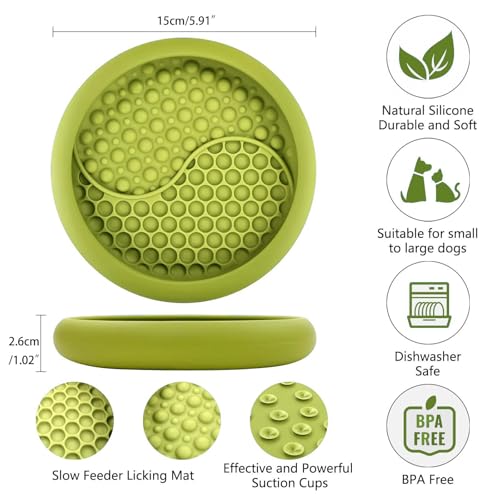 Dog Lick Bowl, Non-Slip Lick Mat Slow Feeder for Dogs & Cats - color: Green, size: Small