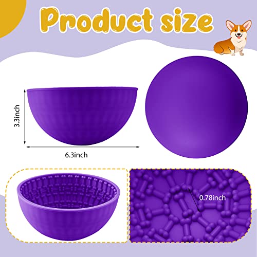 Patelai 2 Pcs Dog Lick Bowl, Slow Feeder Bowl for Dogs, Green, Purple, Bone - color: Green, Purple