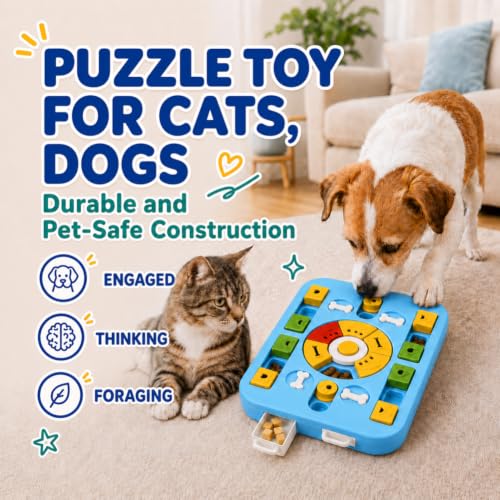 Interactive Cat Puzzle Toy, Maze Slow Feeder, 15.4 in - color: blue