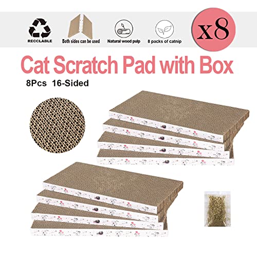 8 Packs in 1 Cat Scratch Pad, Cat Scratcher Cardboard,Reversible,Durable Recyclable Cardboard, Premium Scratch, Suitable for Cats to Rest, Grind Claws and Play - size: 8 IN 1