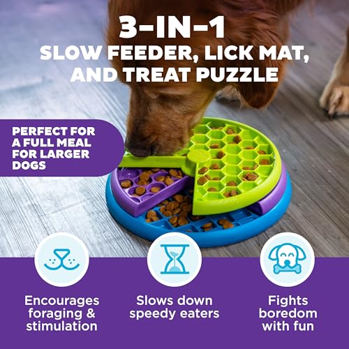 Outward Hound Nina Ottosson Lickin’ Layers 3-in-1 Dog Toy Treat Puzzle, 10" - color: Lickin Layers (Green, Purple, Blue)