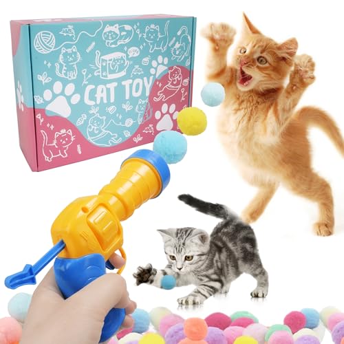 Mewlmart Interactive Cat Toys for Indoor Plush Ball Launcher Cat Enrichment Toys Pom Pom Balls 30 Balls - size: 30 Pcs