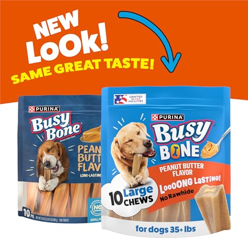 Purina Busy Bone Large Dog Chew Treats, Peanut Butter Flavor, 10 ct Pouch - size: 2.19 Pound (Pack of 1)